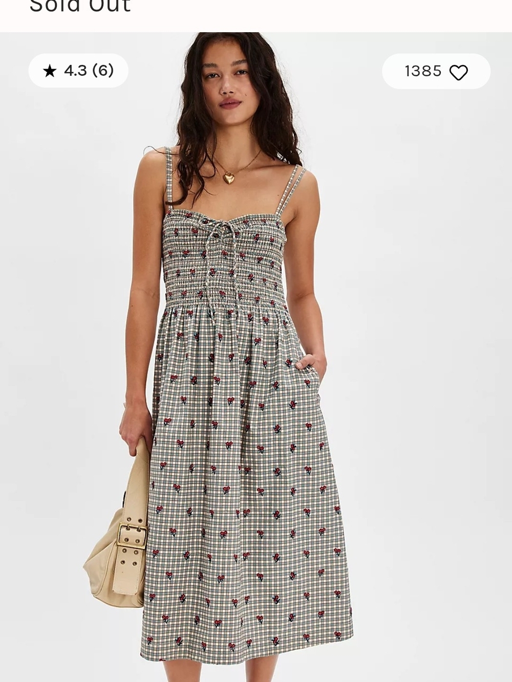 free people Grey Gingham Midi dress - Picture 5 of 5